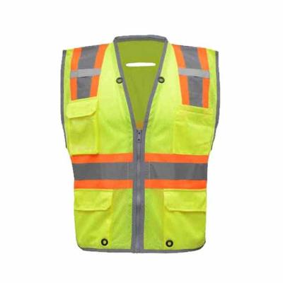 China Custom Made Professional Fluorescent Surveyor Safety Vest With D Ring Mens Waterproof Jacket High Visibility Vest With Lights for sale