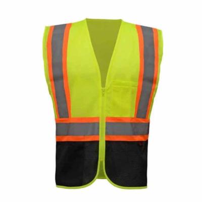 China High Visibility Type R Class Two Tone Black Bottom Safety Vest Reflective Surveyor Fabric With Logo Safety Vest With Pockets for sale