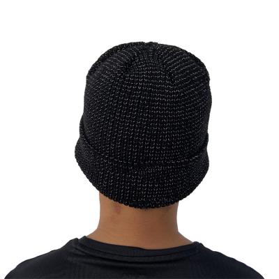 China Hot China Supplier Plush New Product Hat Black 100% Acrylic Soft Reflective Hat Black Beanie for sale