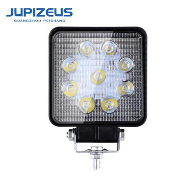 China Aluminum + PC Upgraded 27W 3030 High Quality Square LED Work Light For Vehicle Truck Motorcycle IP68 Offroad White LED Work Light for sale