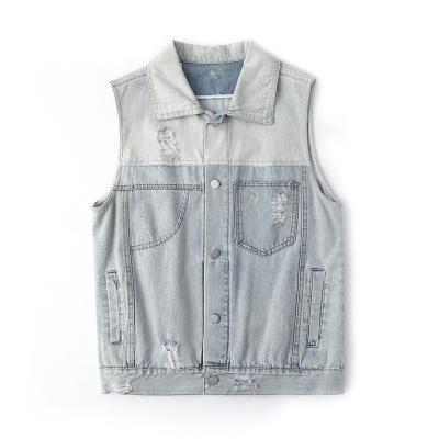 China New Design Breathable Vest Women's Denim Sleeveless Vest Backless Hoof Embroidered Casual Loose Denim Vest Jean Jackets For Ladies for sale