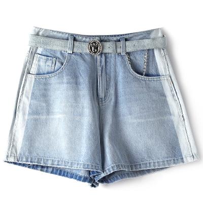 China 2022 Autumn women's breathable street shorts custom high waisted denim shorts ladies jeans vintage tight tight elastic waist custom made for sale