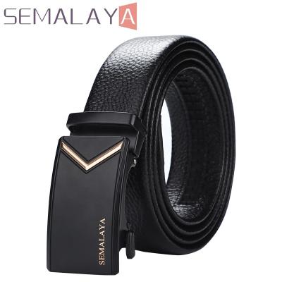 China Business luxury metal belts fashion metal belt cowhide leathermen belt alloy buckle SEMALAYA brand automatic buckle belts for sale