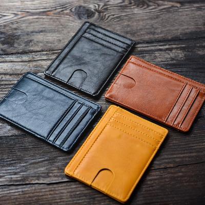 China Normcore/Minimalist Minimalist Wallet RFID Blocking Card Holder Leather Men's Slim PU Credit Wallet Men's Slim Wallet for sale