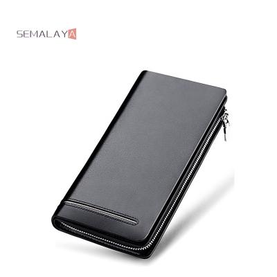 China Men's Long Purse Business Clutch Wallet Women's Wallets Long Zipper High Quality Male Leather Wallet Natural RFID Cowhide Leather for sale