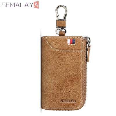 China SEMALAYA brand classic casual luxury leather hook ring keycase business men key covers custom logo for sale