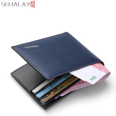 China Waterproof 2022 Men Leather Short Wallet Purse Wallet Mens RFID Bifold Wallet Genuine Leather Black Accept Custom Logo for sale