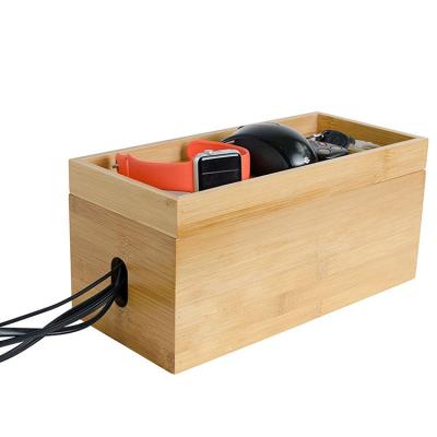 China Sustainable Bamboo Organizer Cable Management Box for Hiding Wires&Power Strips | Rope Box Organizer | Cable organizer for home and office for sale