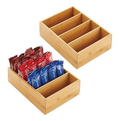 China Latest Sustainable Minimalist Bamboo Container Coffee Condiment Organizer Wood Tea Box Organizer for sale