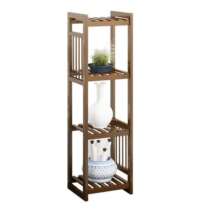 China Sustainable Indoor Outdoor Modern Foldable 4 Tier Ladder Racks Hanging Display Racks Flower Potted Plant Bamboo Shelves for sale