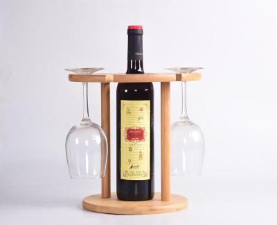 China Sustainable European Style Solid Wood Wall Mounted Hanging Bamboo Wine Rack With Wine Glass Storage Rack Kitchen And Table Top for sale