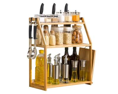 China Factory Sustainable Supply Rack Shelf Counter Bamboo Storage Spice Rack 3 Tier Storage Shelves For Kitchen for sale