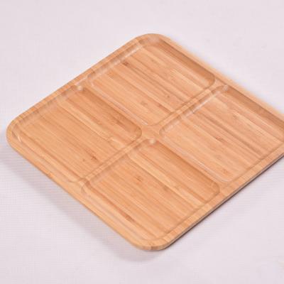 China Environmental Protection Sustainable Factory Direct Bamboo Four Food Dish Dinner Plate Bamboo Tray for sale