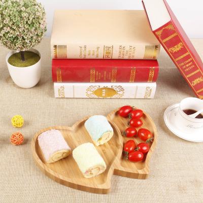 China Factory direct sales disposable various shapes of green bamboo love-shaped dinner plates food trays for sale