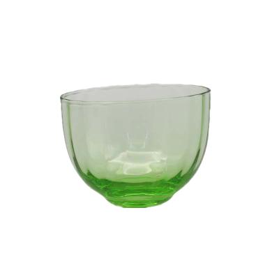 China Sustainable Wholesale Vertical Stripes Heat Resistant Small Glass Cup Handmade Green Clear Kung Fu Tea Cup Set For Home for sale