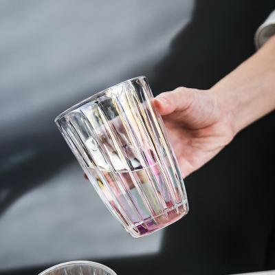 China Contemporary Hot Selling Home Cafe Party Striped Clear Glass Home Cafe Party Coffee Espresso Tea Cup for sale