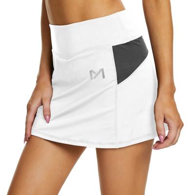 China Breathable High Waist Golf Skorts Women Elastic Tennis Skirts With Pockets And Inner Shorts for sale