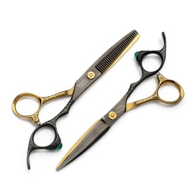 China Right Handed Scissors Spot Delivery Fashion Black And Gold Hairdressing Hair Cutting Barber Scissors Professional Hair Styling Tools for sale