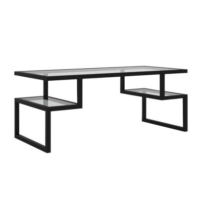 China High Quality Iron Rectangular Legs Living Room Modern Design Simplicity Glass Coffee Table for sale