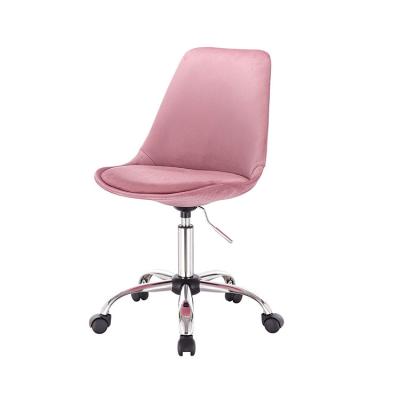 China (Height) Nordic Height Adjustable Swivel Pink Velvet Back Wheels Adjustable Home Office Chair for sale