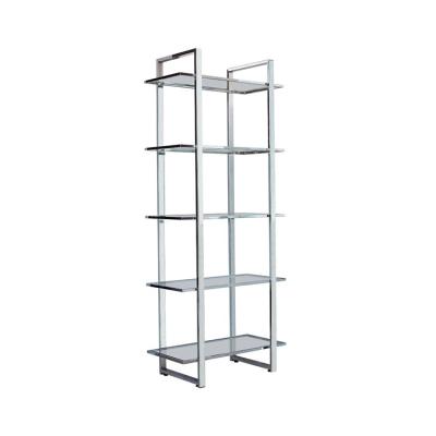 China Simple Living Room Home Furniture Stainless Steel Storage Shelf Luxury Glass Shelf for sale