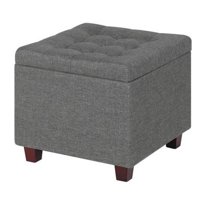 China Storage Space Wooden Legs Fabric Sofa Stool Modern Removable Canvas Stool for sale