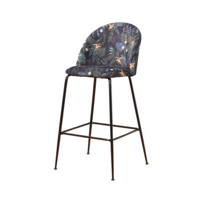 China Modern Minimalist Stools Modern Home Bar Velvet Cafe Furniture Metal High Bar Occasional Chair for sale