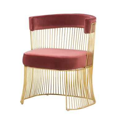 China Comfortable Gold Color Luxury Velvet Upholstered Metal Legs Leisure Dining Chair for sale