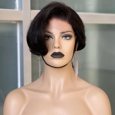 China Straight Front Wig Brazilian Hair 8inch Pixie Bob Natural Color 130% Density Full Lace Human Hair Wig Joywigs for sale