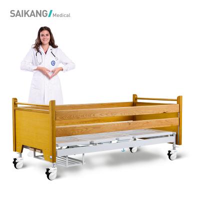 China H2h Saikang Metal Backrest Wooden Hospital Manual Nursing Bed For Home Care Use for sale