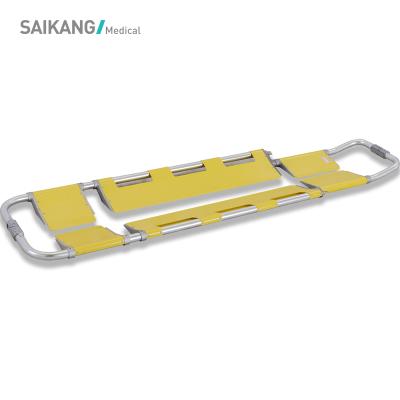 China Hospital Furniture SKB040(A006) SAIKANG Adjustable Stainless Steel Length Ambulance Rescue Scoop Foldable Medical Stretcher for sale