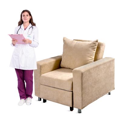 China Modern Beautiful SKE014-5 Hospital Furniture Flannel Fabric Adjustable Accompany Sofa Wheels for sale