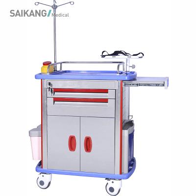 China SKR051-ET SAIKANG ABS Modern Plastic Medical Drug Trolley Multifunctional Hospital Department Emergency Trolley for sale