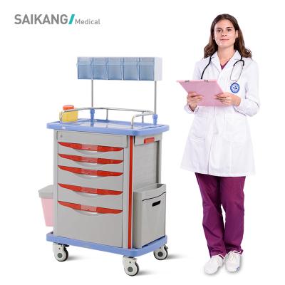 China SKR054-AT SAIKANG ABS Modern Professional Plastic Multifunctional Emergency Drug Trolley Hospital Department Medical Trolley With Drawes for sale