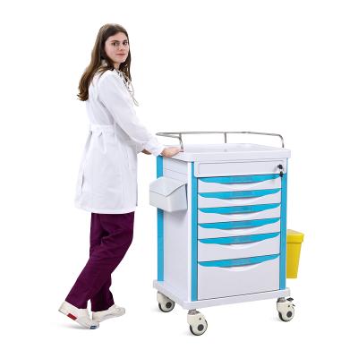 China Modern Durable SKR-MT625 ABS Plastic Hospital Emergency Drug Cart Medical Anesthesia Medicine Trolley Manufacturers for sale