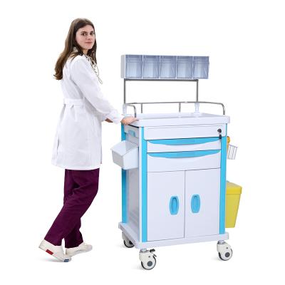 China Modern High Quality Plastic Anesthesia Medicine Cart Hospital SKR-AT625-1 Medical Drug Emergency Trolley for sale