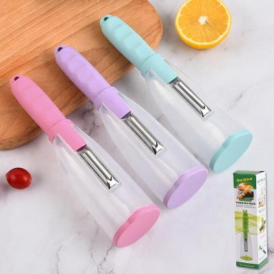 China Sustainable Fruit Vegetable Storage Multifunctional Peeler Household Cucumber Carrot Peeler With Container for sale