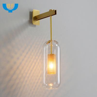 China Modern Modern Fixture Bedroom Living Room Hotel Transparent Glass Light Led Wall Lamp for sale