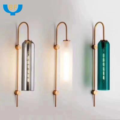 China Nordic Modern Living Room Attic Decoration Wall Mount Tube Light Glass Walllight Nordic Lamp for sale