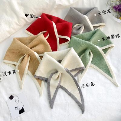 China YK2465A Autumn and winter mini scarf triangle scarf fashion solid color woolen knitted soft comfortable soft scarf for sale