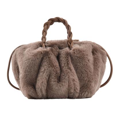 China YK2468A New autumn and winter hairy handbags comfortable soft cloud bag fashion drawstring shoulder bag for sale