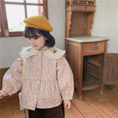 China YK2447A Comfortable Girls Jacket Cotton Flower Embroidered Flower Embroidered Girl Cotton Coat Girl Sportswear Winter Plus Floral Jacket for sale