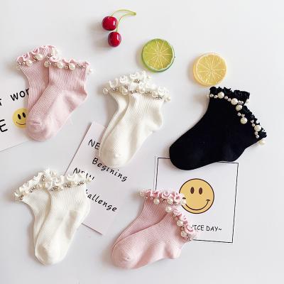 China YK2153A Comfortable Autumn Children's Cotton Socks Girls Beaded Princess Socks Fashion Soft Kids Socks for sale