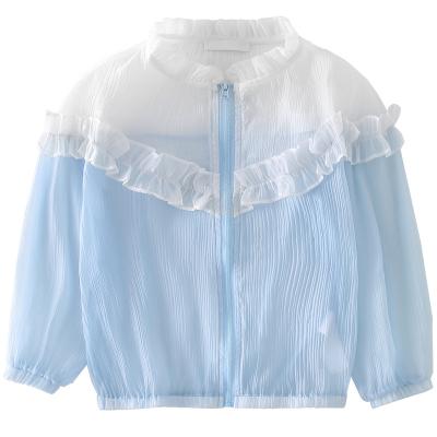 China YK1446A casual children girls ice silk sunscreen clothing children's jacket breathable UV protection outwear jacket for sale