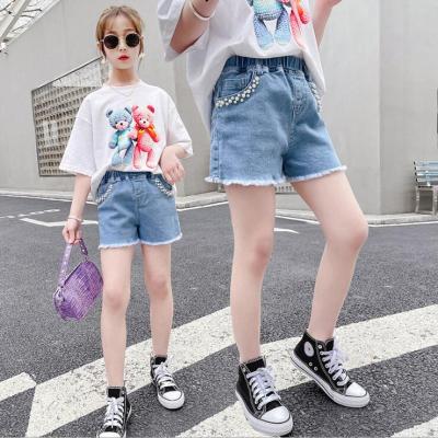 China YK0741A Girl Pearl Outer Wear Pants Girls Breathable Western Jeans Style Summer Shorts Hot Pants for sale