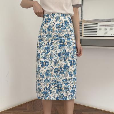 China YK1392A Vintage Lady Print Skirt Fashion Women's Floral Wrap Skirt A Line Summer Breathable Mid Length Casual Skiirt for sale