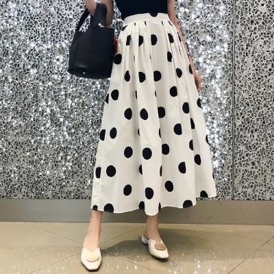 China YK1391A Women's Casual Clothing Summer High Waist Polka Dot Print Skirt A Line Mid Length Thin Breathable Skirt Top for sale