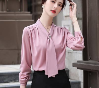 China CN1172A Professional Anti-pilling Shirt Women Fashion Chiffon Temperament Long Sleeve Shirt for sale