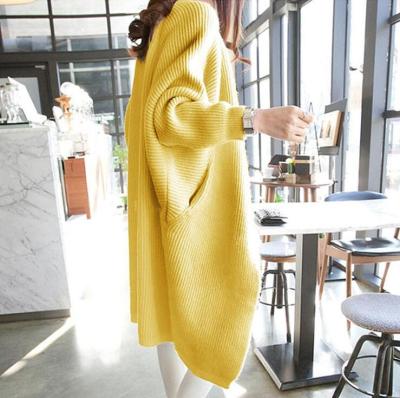 China YK0022A Breathable Women Long Cardigan Bat Sleeve Sweater Winter Loose Sweater Coat for sale