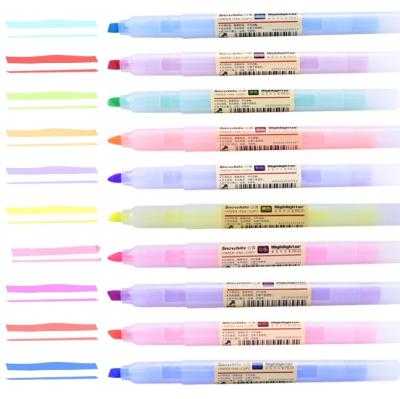 China office & Plastic School Markers PB-61 Ten Colors Fiber Chisel Tip Free Ink Highlighter Pen For Marking And Drawing for sale